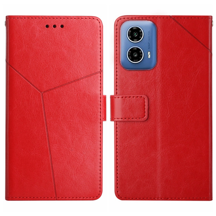 For Motorola Moto G Stylus 5G 2024 HT01 Y-shaped Pattern Flip Leather Phone Case(Red) - Motorola Cases by buy2fix | Online Shopping UK | buy2fix