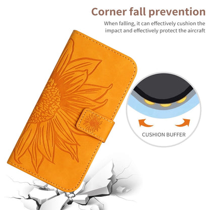 For Motorola Moto G Stylus 5G 2024 HT04 Skin Feel Sun Flower Embossed Flip Leather Phone Case with Lanyard(Yellow) - Motorola Cases by buy2fix | Online Shopping UK | buy2fix