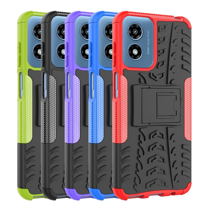 For Motorola Moto G Play 4G 2024 Tire Texture TPU + PC Phone Case with Holder(Blue) - Motorola Cases by buy2fix | Online Shopping UK | buy2fix