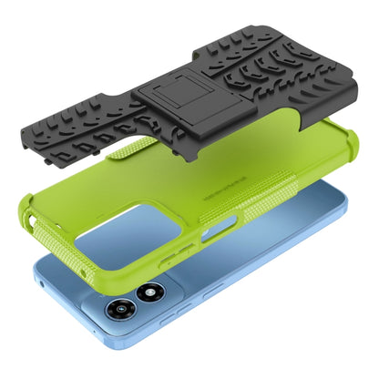 For Motorola Moto G Play 4G 2024 Tire Texture TPU + PC Phone Case with Holder(Green) - Motorola Cases by buy2fix | Online Shopping UK | buy2fix