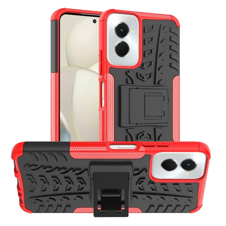 For Motorola Moto G Power 5G 2024 Tire Texture TPU + PC Phone Case with Holder(Red) - Motorola Cases by buy2fix | Online Shopping UK | buy2fix