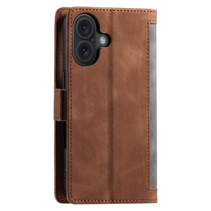 For iPhone 16 Retro Splicing Horizontal Flip Leather Phone Case(Grey) - iPhone 16 Cases by buy2fix | Online Shopping UK | buy2fix