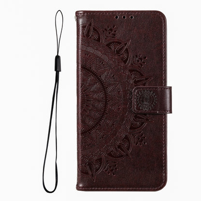 For iPhone 16 Pro Max Totem Flower Embossed Leather Phone Case(Brown) - iPhone 16 Pro Max Cases by buy2fix | Online Shopping UK | buy2fix