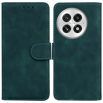 For OnePlus 13 Skin Feel Pure Color Flip Leather Phone Case(Green) - OnePlus Cases by buy2fix | Online Shopping UK | buy2fix