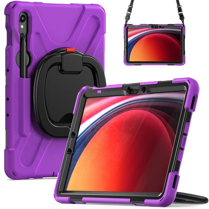 For Samsung Galaxy Tab S9 / S8 / S7 Silicone Hybrid PC Tablet Case with Holder & Shoulder Strap(Purple) - Other Galaxy Tab PC by buy2fix | Online Shopping UK | buy2fix