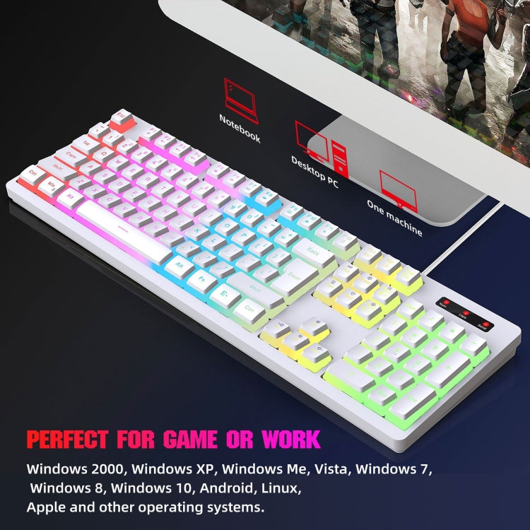 HXSJ L200+X100 Wired RGB Backlit Keyboard and Mouse Set 104 Pudding Key Caps + 3600DPI Mouse(Black) - Wired Keyboard by HXSJ | Online Shopping UK | buy2fix