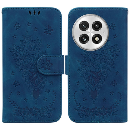 For OnePlus 13 Butterfly Rose Embossed Leather Phone Case(Blue) - OnePlus Cases by buy2fix | Online Shopping UK | buy2fix