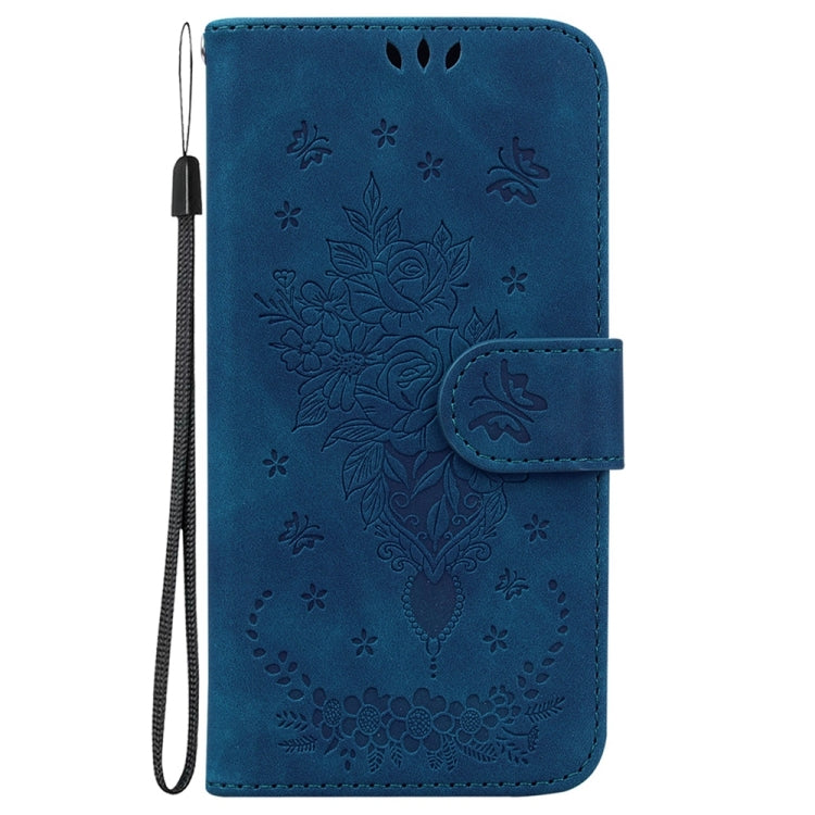 For OnePlus 13 Butterfly Rose Embossed Leather Phone Case(Blue) - OnePlus Cases by buy2fix | Online Shopping UK | buy2fix