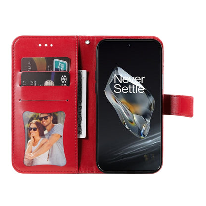 For OnePlus 12 Seven-petal Flowers Embossing Leather Phone Case(Red) - OnePlus Cases by buy2fix | Online Shopping UK | buy2fix