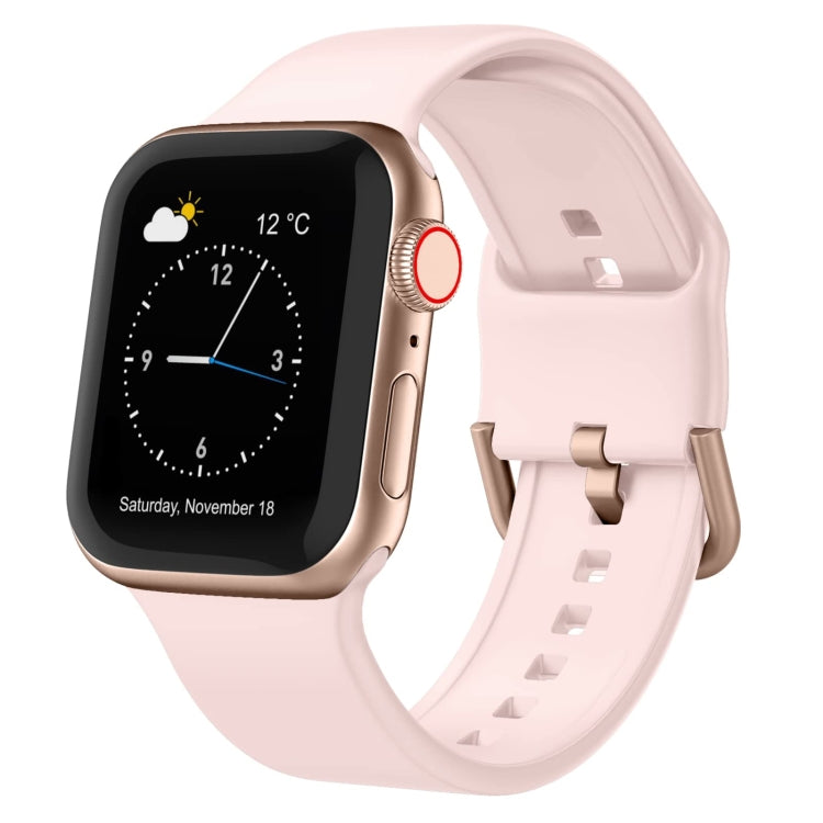 For Apple Watch Series 7 45mm Pin Buckle Silicone Watch Band(Pink Sand) - Watch Bands by buy2fix | Online Shopping UK | buy2fix