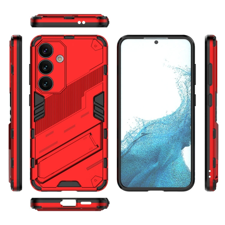 For Samsung Galaxy S24 5G Punk Armor 2 in 1 PC + TPU Shockproof Phone Case with Invisible Holder(Red) - Galaxy S24 5G Cases by buy2fix | Online Shopping UK | buy2fix