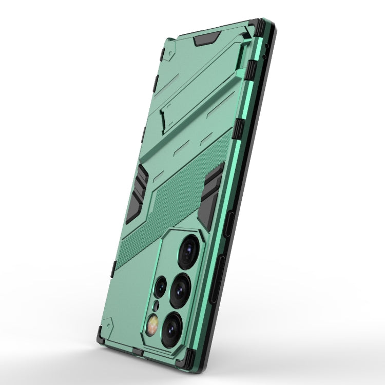 For Samsung Galaxy S24 Ultra 5G Punk Armor 2 in 1 PC + TPU Shockproof Phone Case with Invisible Holder(Green) - Galaxy S24 Ultra 5G Cases by buy2fix | Online Shopping UK | buy2fix