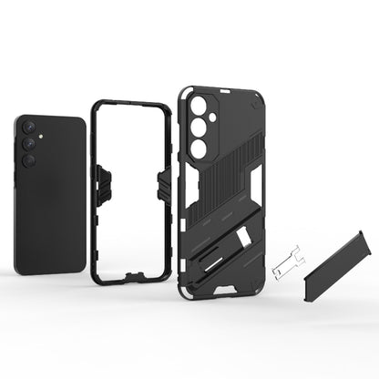 For Samsung Galaxy A55 5G Punk Armor 2 in 1 PC + TPU Shockproof Phone Case with Invisible Holder(Black) - Galaxy Phone Cases by buy2fix | Online Shopping UK | buy2fix