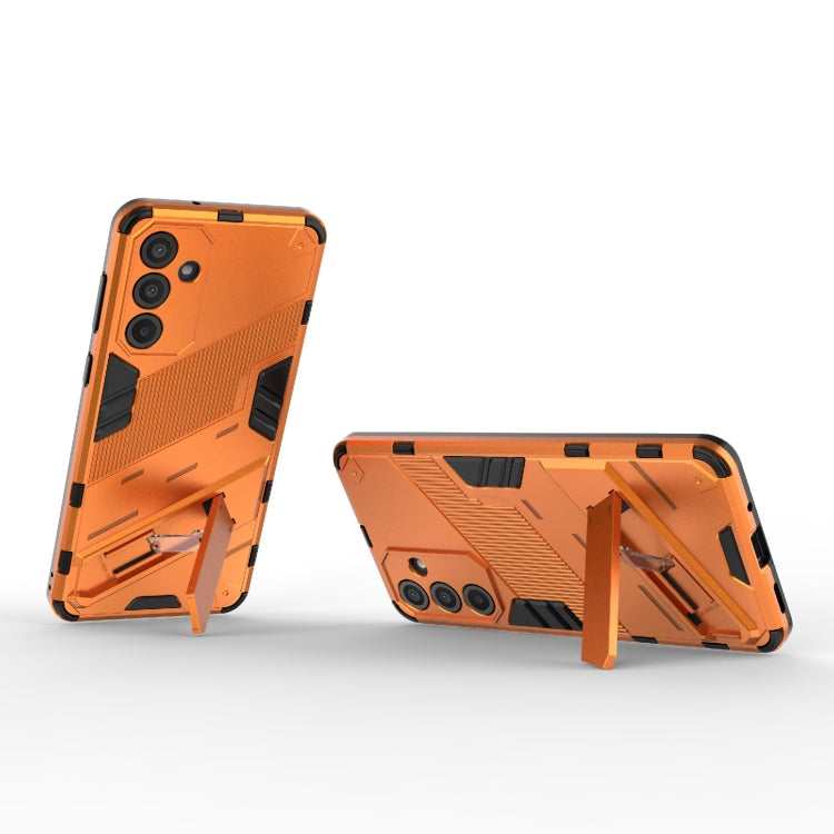 For Samsung Galaxy M55 5G Punk Armor 2 in 1 PC + TPU Shockproof Phone Case with Invisible Holder(Orange) - Galaxy Phone Cases by buy2fix | Online Shopping UK | buy2fix