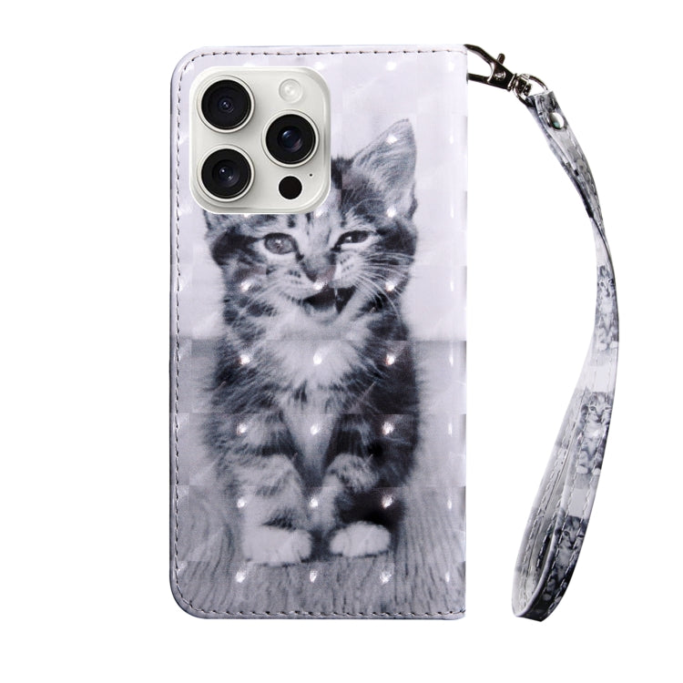 For iPhone 16 Pro Max 3D Painted Leather Phone Case(Smile Cat) - iPhone 16 Pro Max Cases by buy2fix | Online Shopping UK | buy2fix