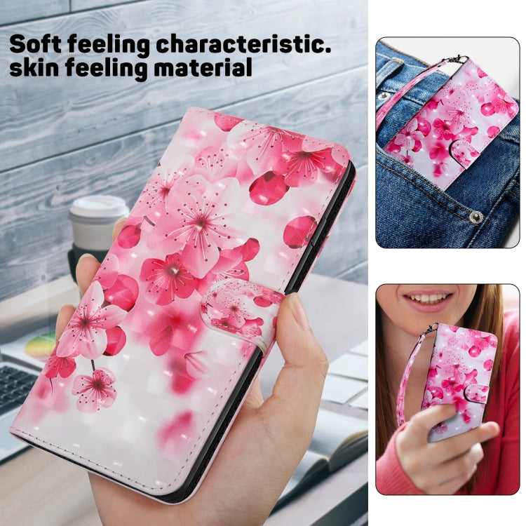 For iPhone 16 Plus 3D Painted Leather Phone Case(Red Flower) - iPhone 16 Plus Cases by buy2fix | Online Shopping UK | buy2fix