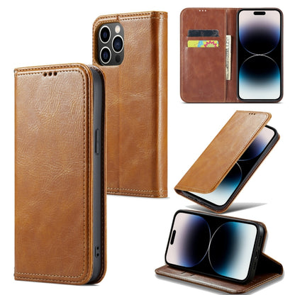 For iPhone 15 Pro Max Fierre Shann Vintage Bark Texture Wallet Leather Phone Case(Khaki) - iPhone 15 Pro Max Cases by FIERRE SHANN | Online Shopping UK | buy2fix