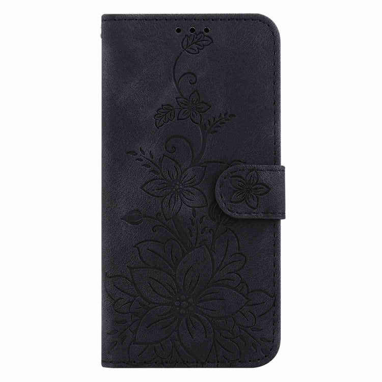 For Samsung Galaxy S21 5G Lily Embossed Leather Phone Case(Black) - Galaxy S21 5G Cases by buy2fix | Online Shopping UK | buy2fix