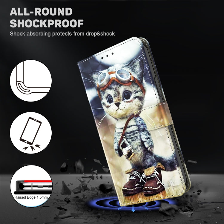 For Samsung Galaxy A05s 3D Painted Leather Phone Case(Naughty Cat) - Galaxy Phone Cases by buy2fix | Online Shopping UK | buy2fix