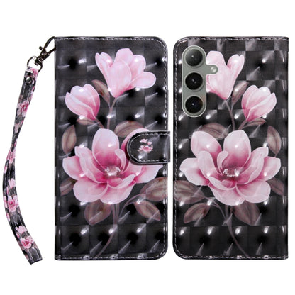 For Samsung Galaxy S24+ 5G 3D Painted Leather Phone Case(Pink Flower) - Galaxy S24+ 5G Cases by buy2fix | Online Shopping UK | buy2fix