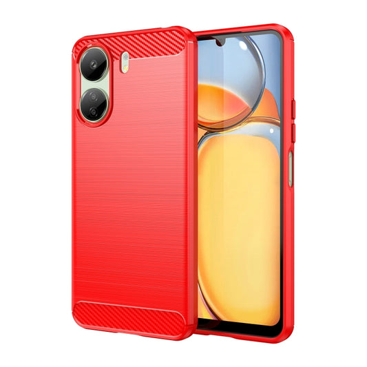 For Xiaomi Redmi 13C 5G Brushed Texture Carbon Fiber TPU Phone Case(Red) - 13C Cases by buy2fix | Online Shopping UK | buy2fix