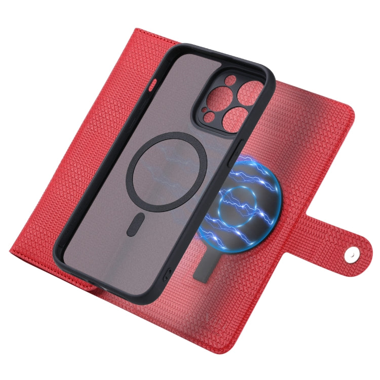 For iPhone 13 Pro Max ViLi GHB Series MagSafe Magnetic Zipper Leather Phone Case(Red) - iPhone 13 Pro Max Cases by ViLi | Online Shopping UK | buy2fix