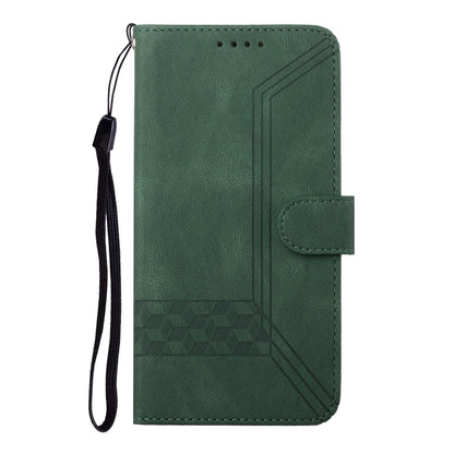 For Motorola Moto G Power 5G 2024 Cubic Skin Feel Flip Leather Phone Case(Green) - Motorola Cases by buy2fix | Online Shopping UK | buy2fix