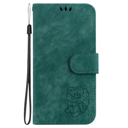 For Motorola Moto G Play 4G 2024 Little Tiger Embossed Leather Phone Case(Green) - Motorola Cases by buy2fix | Online Shopping UK | buy2fix