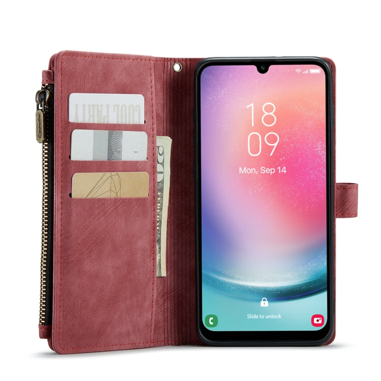 For Samsung Galaxy A24 4G CaseMe C30 Card Slots Zipper Wallet Leather Phone Case(Red) - Galaxy Phone Cases by CaseMe | Online Shopping UK | buy2fix