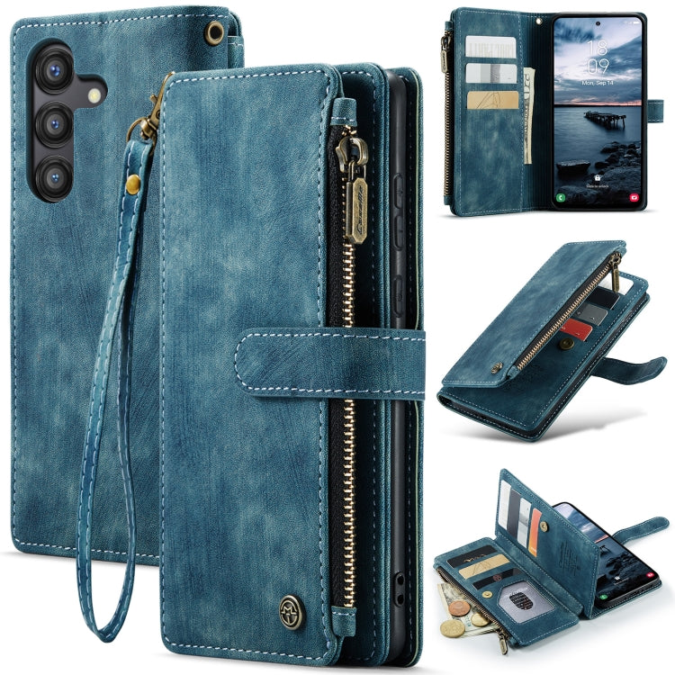 For Samsung Galaxy A35 5G CaseMe C30 Card Slots Zipper Wallet Leather Phone Case(Blue) - Galaxy Phone Cases by CaseMe | Online Shopping UK | buy2fix