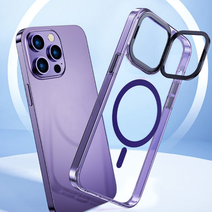 For iPhone 15 Plus MagSafe Magnetic Invisible Holder Transparent Phone Case(Purple) - iPhone 15 Plus Cases by buy2fix | Online Shopping UK | buy2fix