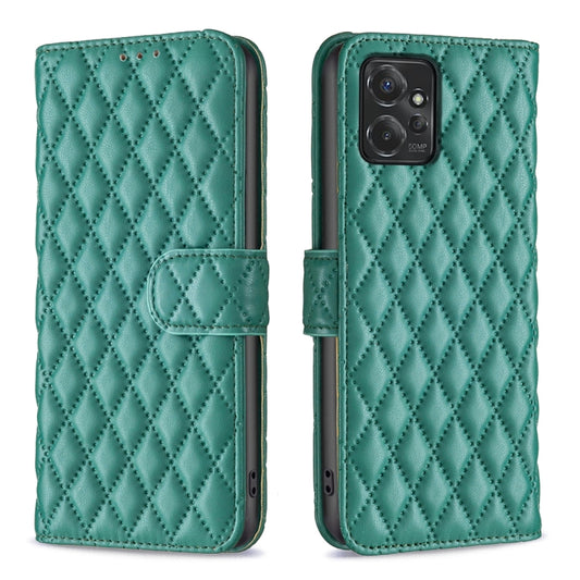 For Motorola Moto G Power 5G 2024 Diamond Lattice Wallet Flip Leather Phone Case(Green) - Motorola Cases by buy2fix | Online Shopping UK | buy2fix