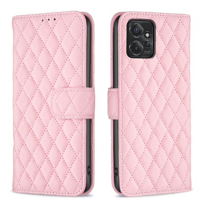 For Motorola Moto G Power 5G 2024 Diamond Lattice Wallet Flip Leather Phone Case(Pink) - Motorola Cases by buy2fix | Online Shopping UK | buy2fix