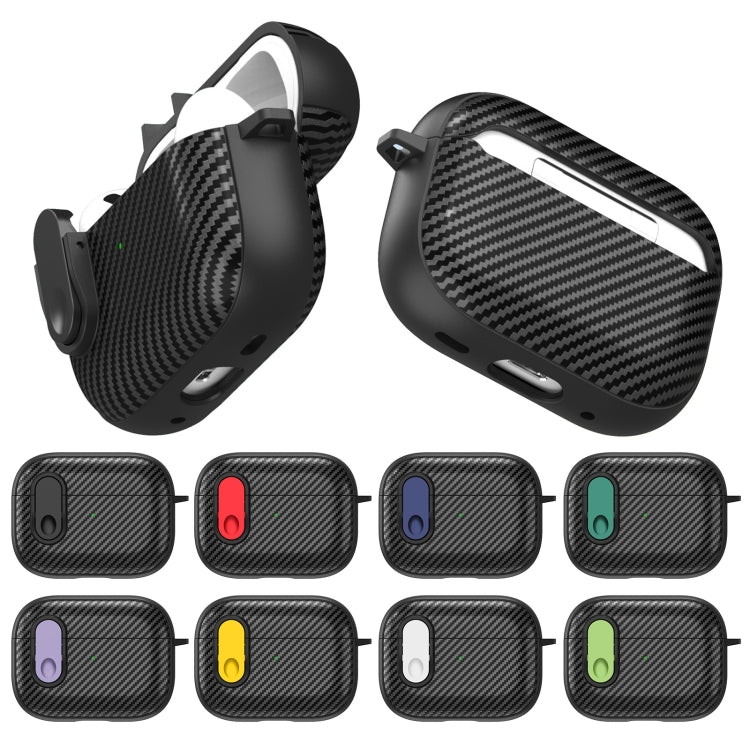 For AirPods Pro Carbon Fiber Texture Wireless Earphones Case with Security Lock(Blue) - For AirPods Pro by buy2fix | Online Shopping UK | buy2fix