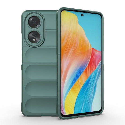 For OPPO A58 4G Global Magic Shield TPU + Flannel Phone Case(Dark Green) - OPPO Cases by buy2fix | Online Shopping UK | buy2fix