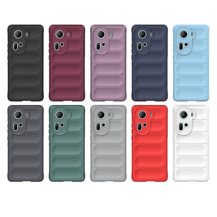 For OPPO Reno11 5G Global Magic Shield TPU + Flannel Phone Case(Dark Grey) - Reno11 Cases by buy2fix | Online Shopping UK | buy2fix