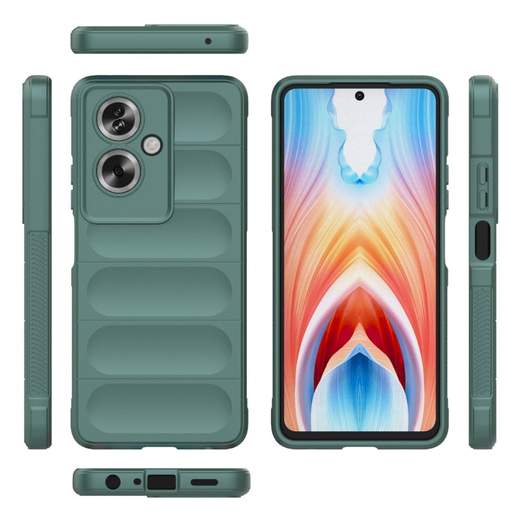 For OPPO A79 5G Global Magic Shield TPU + Flannel Phone Case(Dark Green) - OPPO Cases by buy2fix | Online Shopping UK | buy2fix