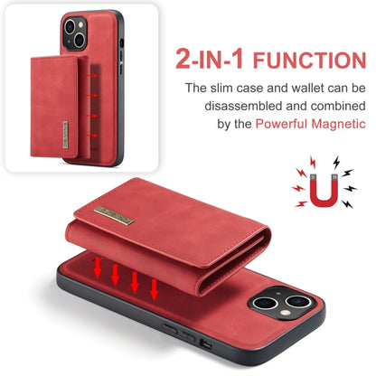 For iPhone 15 DG.MING M1 Series 3-Fold Multi Card Wallet Leather Phone Case(Red) - iPhone 15 Cases by DG.MING | Online Shopping UK | buy2fix