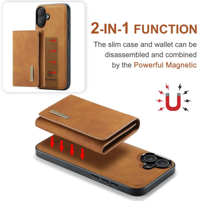 For iPhone 16 Plus DG.MING M1 Series 3-Fold Multi Card Wallet Leather Phone Case(Brown) - iPhone 16 Plus Cases by DG.MING | Online Shopping UK | buy2fix