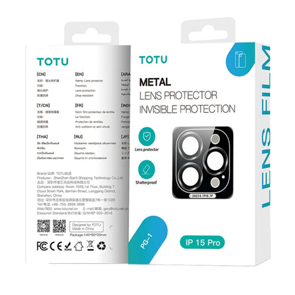 For iPhone 15 Pro Max TOTU PG-1 Golden Shield Series Metal Frame Lens Protector(Blue) - Lens & Accessories by TOTUDESIGN | Online Shopping UK | buy2fix