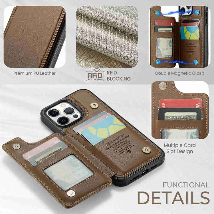 For iPhone 12 Pro Max CaseMe C22 Card Slots Holder RFID Anti-theft Phone Case(Brown) - iPhone 12 Pro Max Cases by CaseMe | Online Shopping UK | buy2fix