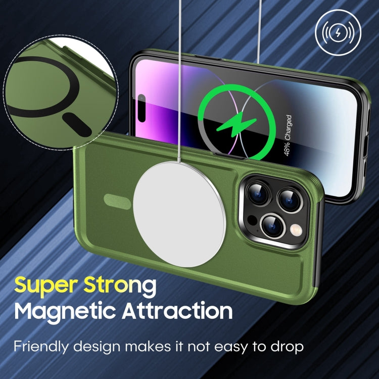 For iPhone 15 Pro Max Shield Armor MagSafe TPU Hybrid PC Phone Case(Grass Green) - iPhone 15 Pro Max Cases by buy2fix | Online Shopping UK | buy2fix