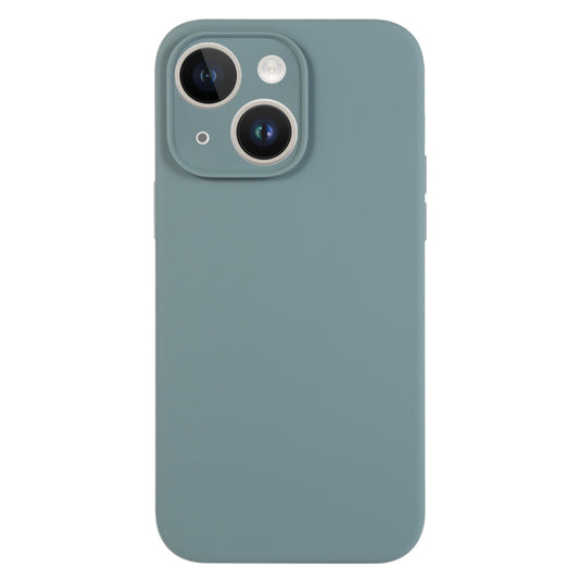 For iPhone 14 Pure Color Liquid Silicone Fine Pore Phone Case(Pine Needle Green) - iPhone 14 Cases by buy2fix | Online Shopping UK | buy2fix