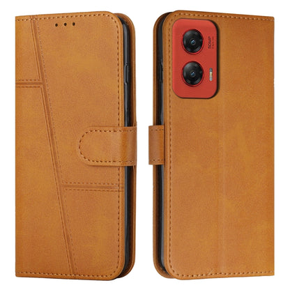 For Motorola Moto G Stylus 5G 2024 Stitching Calf Texture Buckle Leather Phone Case(Yellow) - Motorola Cases by buy2fix | Online Shopping UK | buy2fix