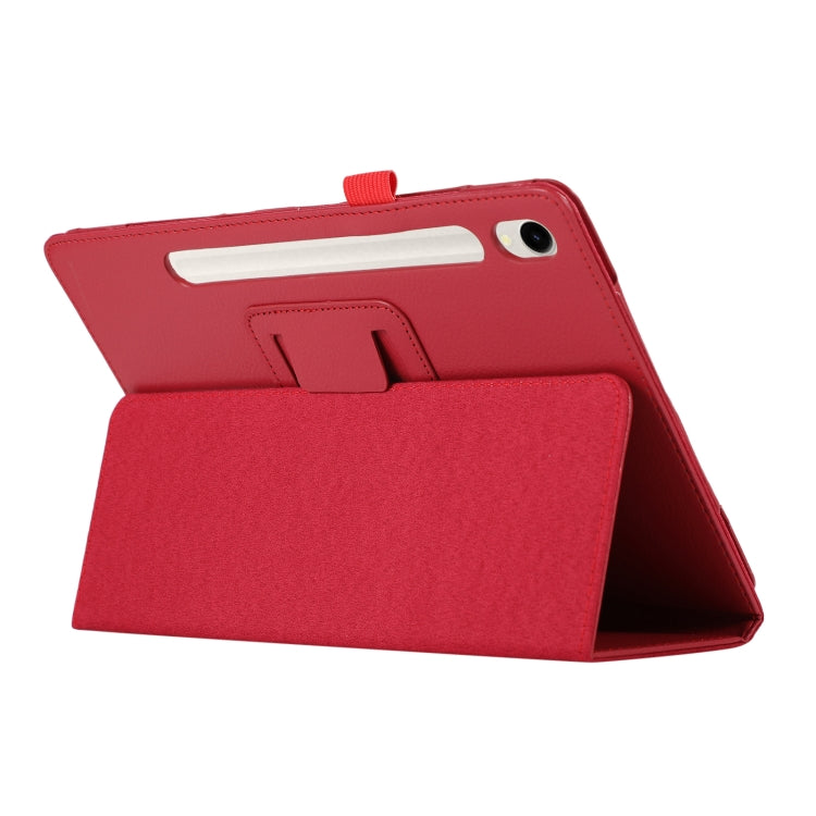 For Samsung Galaxy Tab S9 Litchi Texture Leather Tablet Case with Holder(Red) - Other Galaxy Tab PC by buy2fix | Online Shopping UK | buy2fix