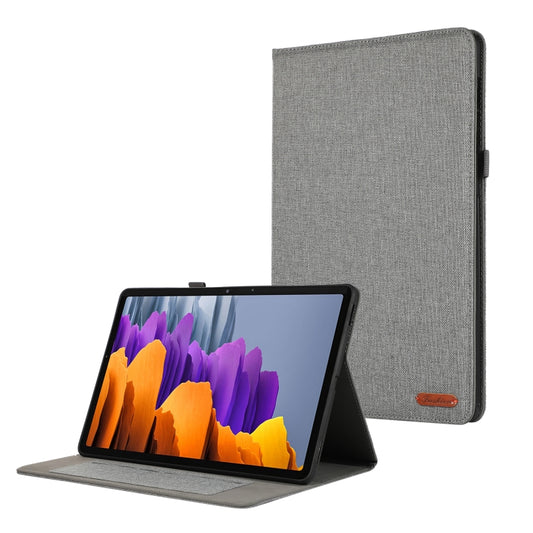 For Samsung Galaxy Tab S9 Ultra Horizontal Flip TPU + Fabric PU Leather Tablet Case(Grey) - Galaxy Tab S9 Ultra Cases by buy2fix | Online Shopping UK | buy2fix