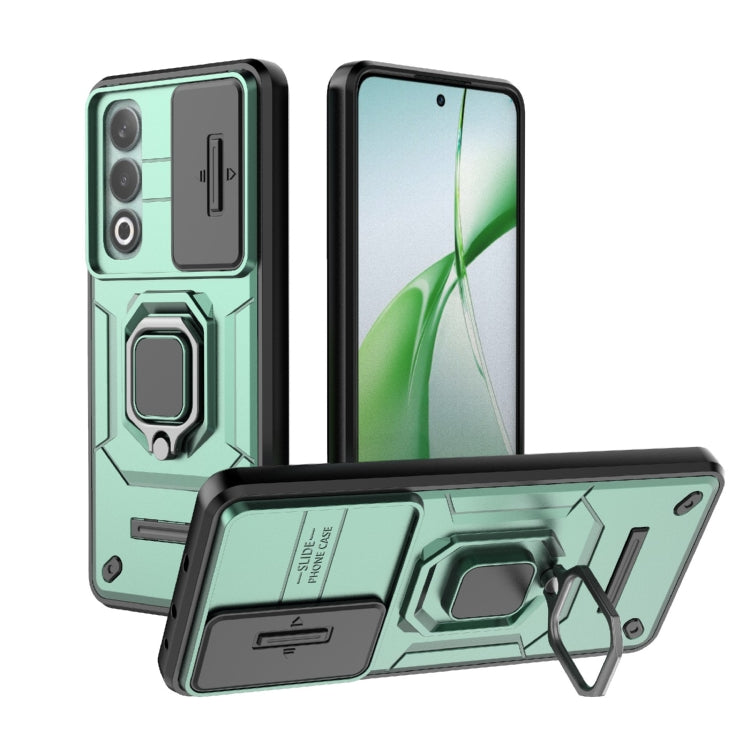 For OnePlus Nord CE4 5G Global Sliding Camshield TPU + PC Shockproof Phone Case with Holder(Green) - OnePlus Cases by buy2fix | Online Shopping UK | buy2fix