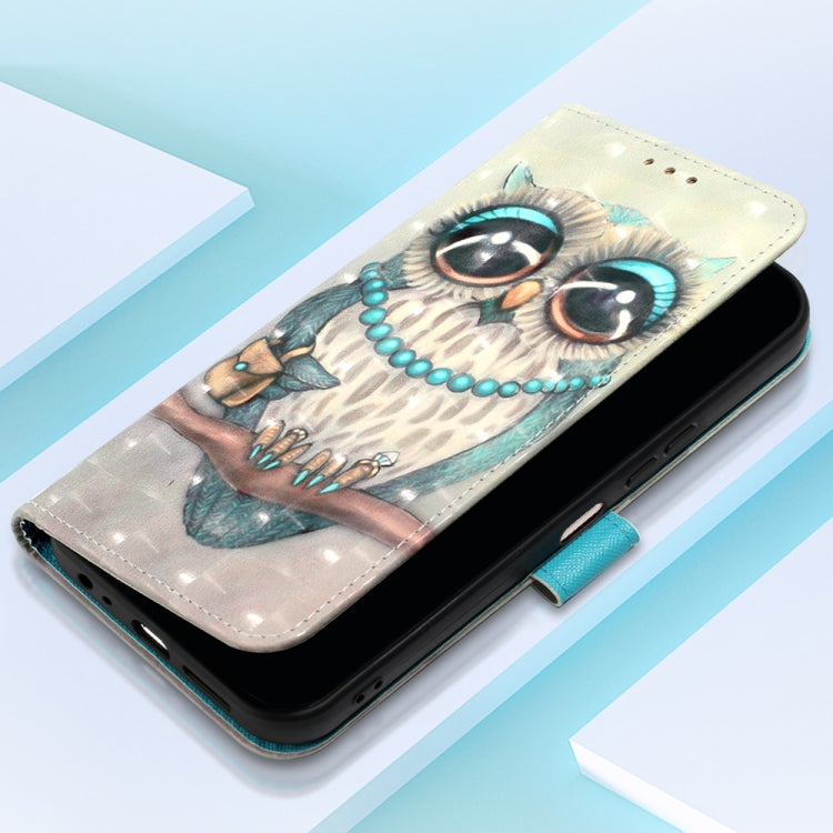 For Motorola Moto G Play 5G 2024 3D Painting Horizontal Flip Leather Phone Case(Grey Owl) - Motorola Cases by buy2fix | Online Shopping UK | buy2fix