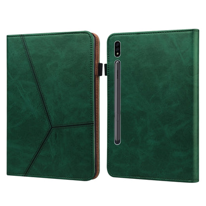 For Samsung Galaxy Tab S9+ / S9 FE+ Solid Color Stripe Embossed Leather Tablet Case(Green) - Galaxy Tab S9 FE+ by buy2fix | Online Shopping UK | buy2fix