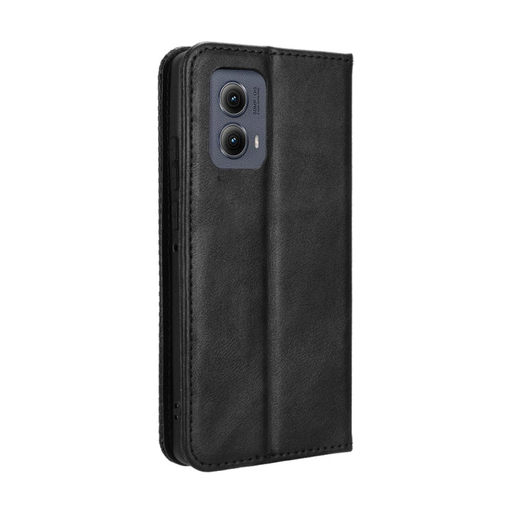 For Motorola Edge 2024 5G Magnetic Buckle Retro Texture Leather Phone Case(Black) - Motorola Cases by buy2fix | Online Shopping UK | buy2fix